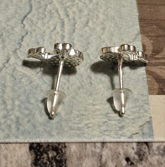 Sterling Silver 925 Whale Earring Studs - Picture 3 of 6